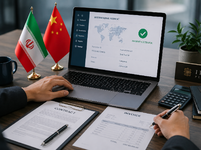 International payment processing between Iran and China for import and export transactions