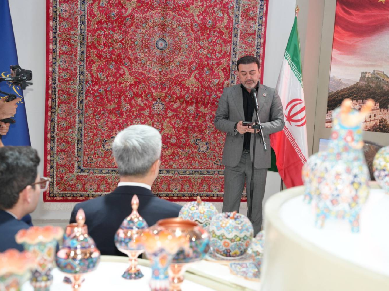 Iranian official gives speech at Iran's National Pavilion at Eurasia Expo China
