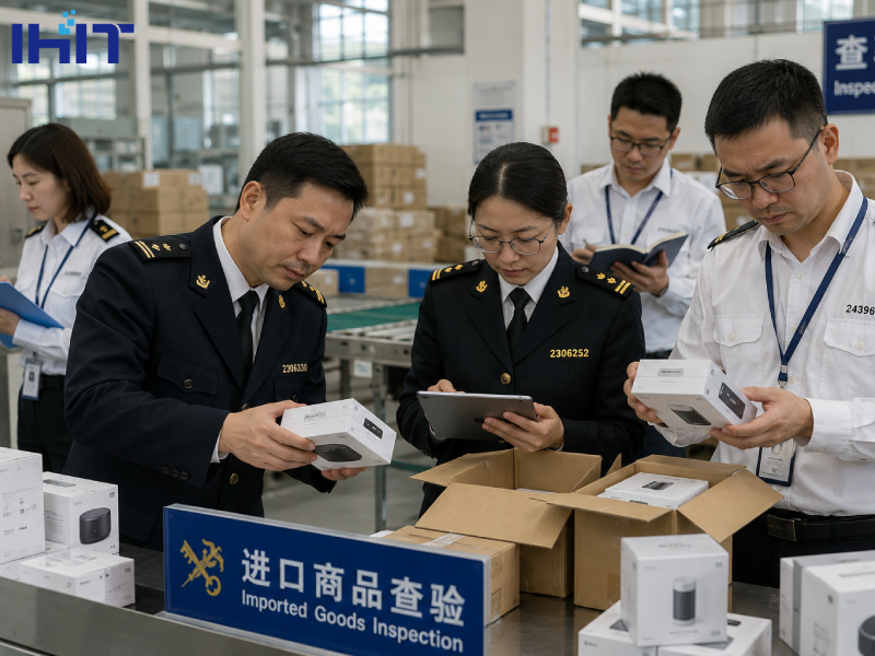 Chinese inspectors verifying imported products to meet China's import standards and quality requirements
